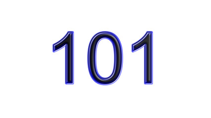 blue 101 number 3d effect white background