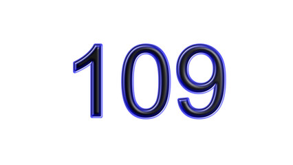blue 109 number 3d effect white background
