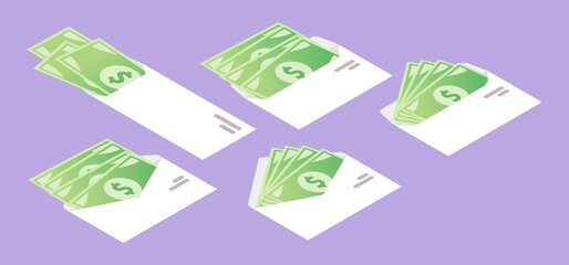 Money in Envelope Isometric Icon