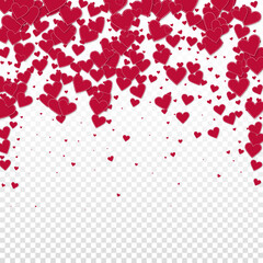 Red heart love confettis. Valentine's day falling