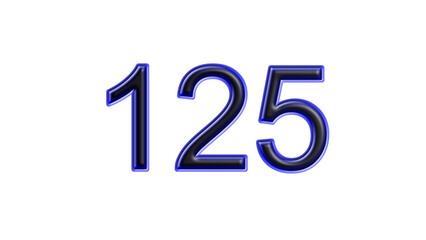 blue 125 number 3d effect white background