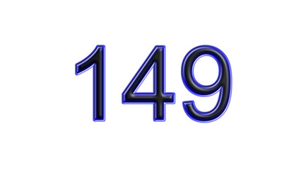 blue 149 number 3d effect white background