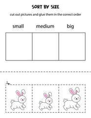 Sort Easter bunnies by size. Educational worksheet for kids.