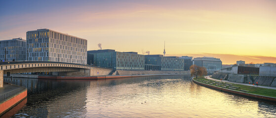 Modern Office Buildings along the Berlin River Spree