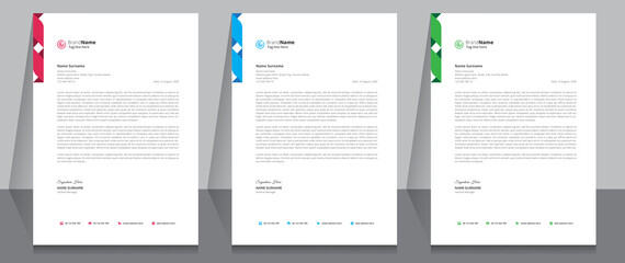 Letterhead format template, business style letterhead design template. Company letterhead template designs. A4 size template