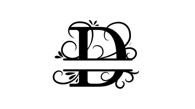 Split letter D. Monogram D. Just add your name to the logo. A personalized logo template for screensavers, decorating your video. Business blogger. Symbol, icon D.  Alpha channel, transparent layer