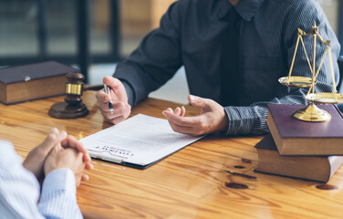 Businessman and lawyer discuss the contract document. Treaty of the law. Sign a contract business....
