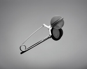 Tea strainer on gray glossy background