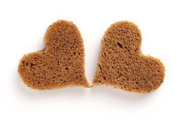 Heart-shaped slice of bread