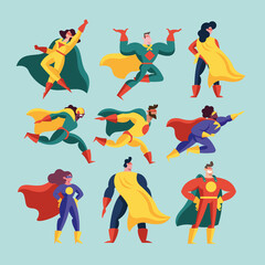 set of different superheroes © Gstudio