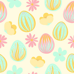 Easter seamless pattern. Spring pattern for banners, posters, cover design templates, social media stories wallpapers and greeting cards.