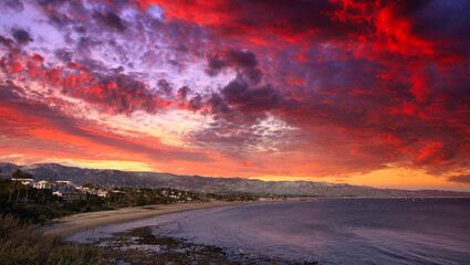 Views of Santa Barbara from the Mesa at sunset