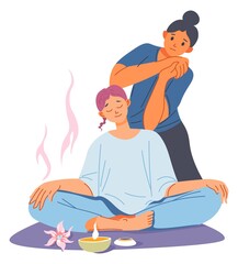 Aromatherapy and yoga, procedures in spa salon