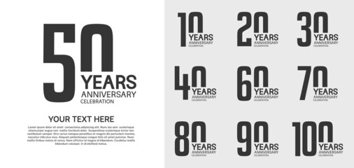 set of anniversary premium logo with black color isolated on white background - obrazy, fototapety, plakaty