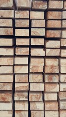 Wooden bars in rows and columns.