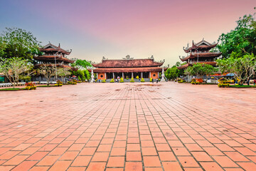 Fototapeta premium Southern Truc Lam Zen Monastery in the New Year's Day. Famous tourist destination in Can Tho city, Vietnam 