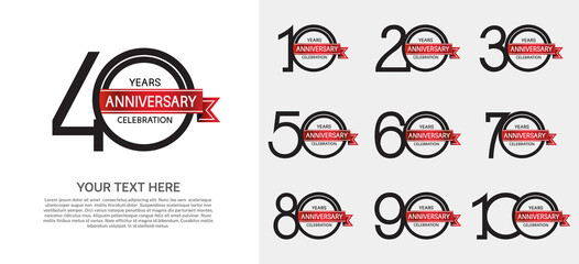 set of anniversary premium logo with black color isolated on white background