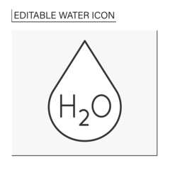  H2O formula line icon. Chemical formula for water. Water concept. Isolated vector illustration. Editable stroke