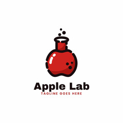 Vector Logo Illustration Apple Lab Simple Mascot Style.