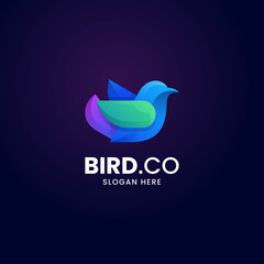 Vector Logo Illustration Bird Gradient Colorful Style.