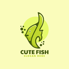 Vector Logo Illustration Fish Simple Mascot Style.