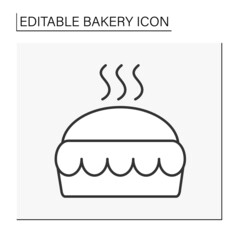  Baking line icon. Freshly baked apple pie. Aroma. Traditional american dessert. Tasty cake.Bakery concept. Isolated vector illustration.Editable stroke