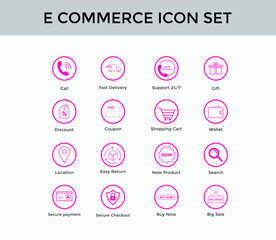 Set of e commerce line icon | online shopping icon set | editable Stroke
