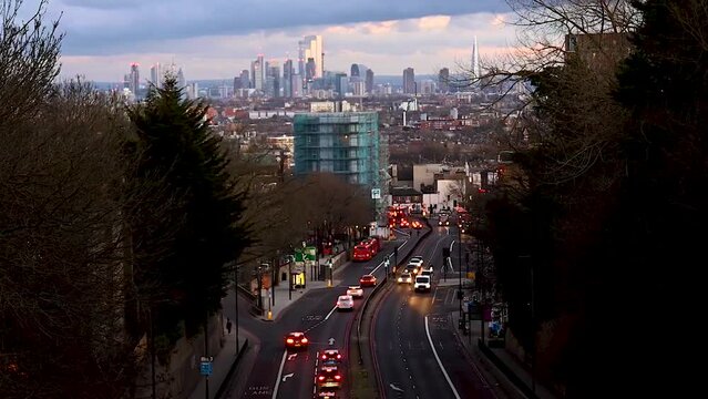 A late afternoon driving towards the City of London, London, United Kingdom