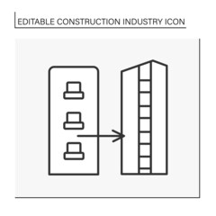  Building renovation line icon. Upgrade an old structure and improve existing facilities.Construction industry concept. Isolated vector illustration. Editable stroke