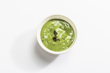 Kelp puree isolated on white background. Healthy superfood from oceanic seaweed