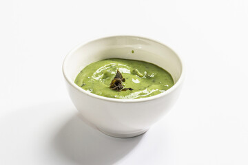 Kelp puree isolated on white background. Healthy superfood from oceanic seaweed