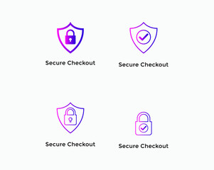 secure payment, secure checkout icon set. E commerce icon
