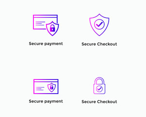 secure payment, secure checkout icon set. E commerce icon
