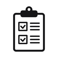 Clipboard vector icon. Task checklist icon. Task completed. Signed icon of an approved document. Project completed.