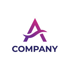 Obraz premium letter A with wave logo design