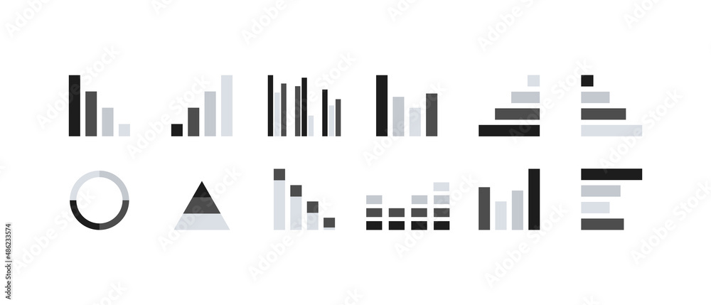 Poster chart icon set. bar graph. pie chart. table data. business concept. vector eps 10