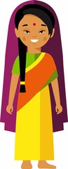 Vector illustration of india man. Indian woman dressed in national india costumes.