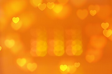 Abstract bokeh blur heart shaped yellow background