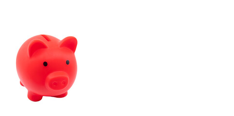 red piggy bank isolated in white background.