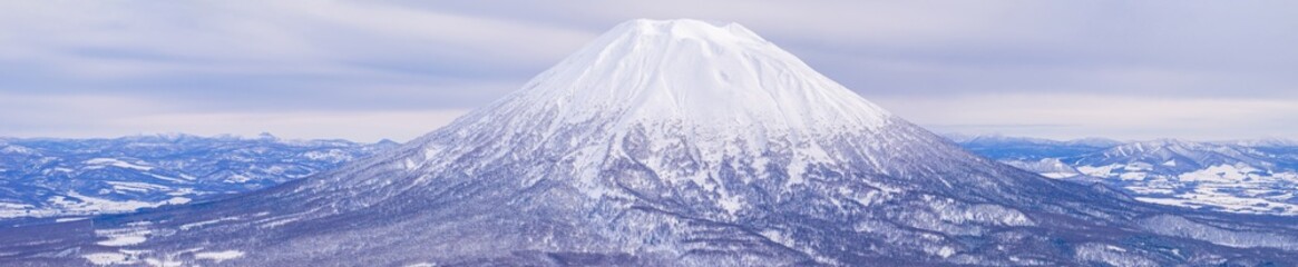 Panoramic view of snowy volcano (Niseko, Hokkaido, Japan)