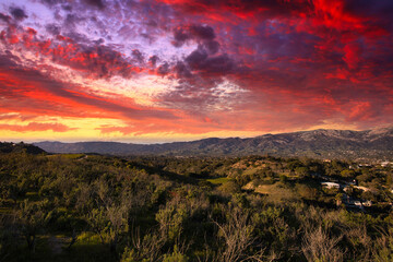 Obraz na płótnie Canvas Sunset view of Santa Barbara from Elings park