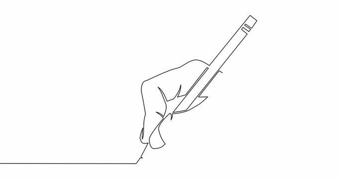Self drawing line animation hand draws a line with a pencil continuous line concept