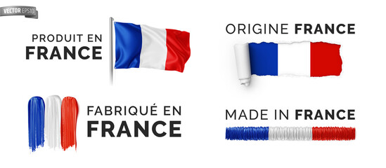 Vector made in France logos on a white background. - obrazy, fototapety, plakaty