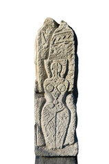 Stone idol on white background