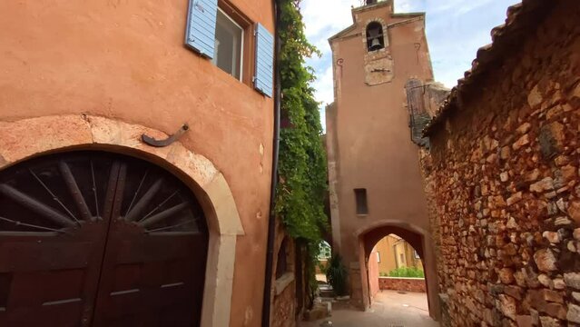 Belfry and clock tower of the village of Roussillon in Provence, France