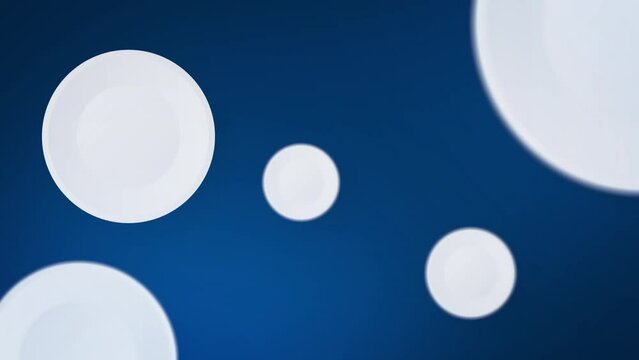 White circles in the form of pills bounce animation on blue background. Copy space, blue backdrop