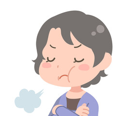 ふくれっつらの中年女性