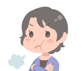 ふくれっつらの中年女性