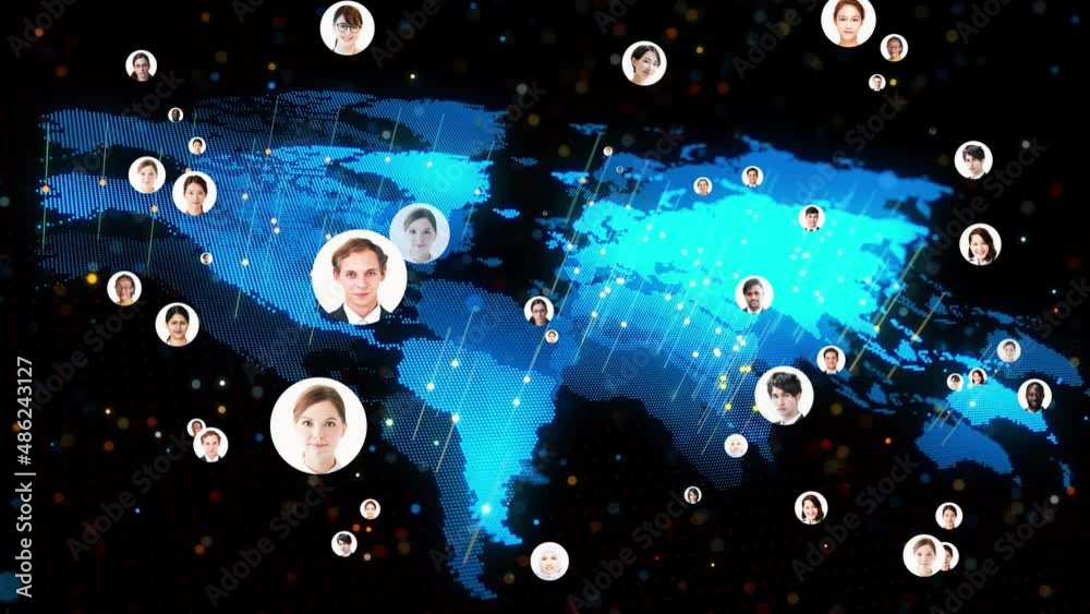 Aufkleber social networking service concept. global communication network. diversity. inclusion.