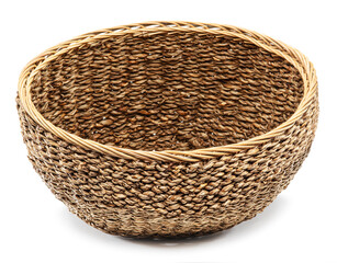 Fototapeta premium Empty wicker basket isolated on white background. File contains clipping path.